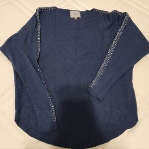 LIV Milano Long Sleeve Blue Embellished Sweatee Size M